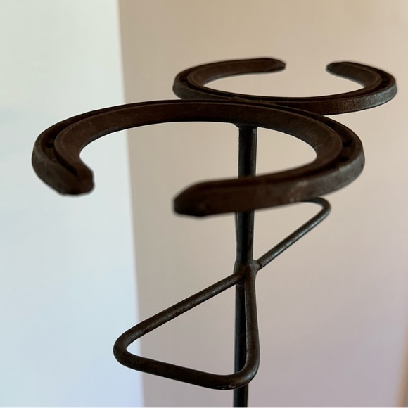 Metal Horse Shoe Umbrella Stand Fireplace Tool Holder Drink Stand Unique Rustic - Picture 4 of 16